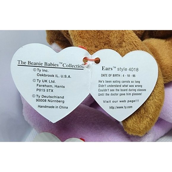 2 Vintage The Beanie Babies Ears 95 & Floppity 96 Stuffed Animals Bundle - Picture 8 of 11